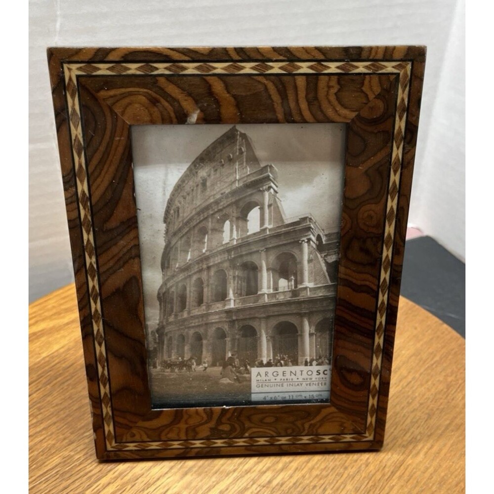 Argentos SC 4 x 6" Diamond Brown Genuine Inlay Veneer Picture Frame
